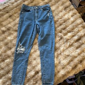 Express Blue Ripped Skinny Jeans